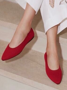 VIVAIA Aria 5 Pointed-Toe Knit Ballet Flats Women’s 41/11 Ruby Red Comfort NEW